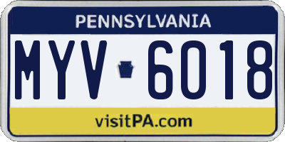 PA license plate MYV6018