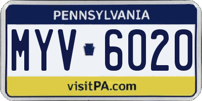 PA license plate MYV6020