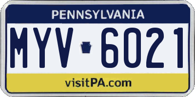 PA license plate MYV6021