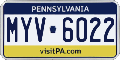 PA license plate MYV6022