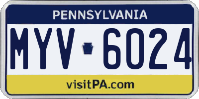 PA license plate MYV6024
