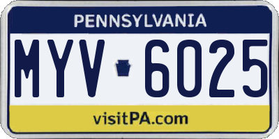 PA license plate MYV6025