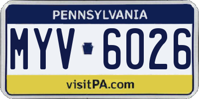 PA license plate MYV6026