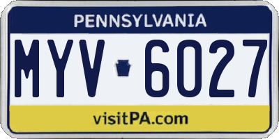 PA license plate MYV6027