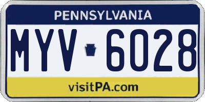 PA license plate MYV6028