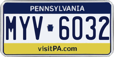 PA license plate MYV6032