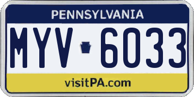 PA license plate MYV6033