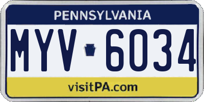 PA license plate MYV6034