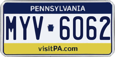 PA license plate MYV6062