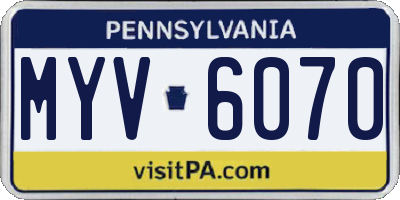 PA license plate MYV6070