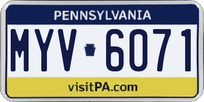 PA license plate MYV6071