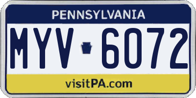 PA license plate MYV6072
