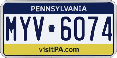 PA license plate MYV6074