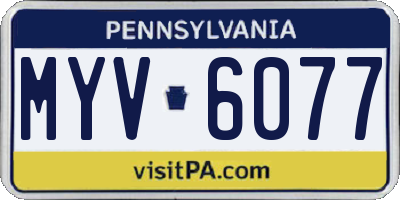 PA license plate MYV6077