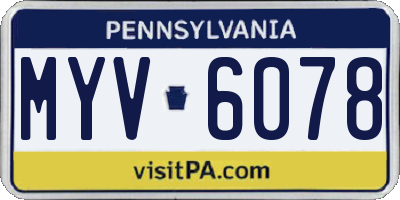 PA license plate MYV6078
