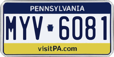 PA license plate MYV6081