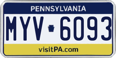 PA license plate MYV6093