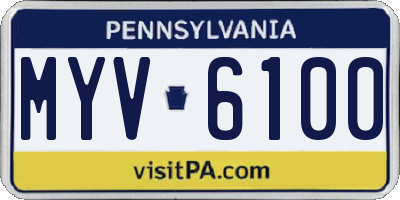 PA license plate MYV6100