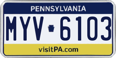 PA license plate MYV6103