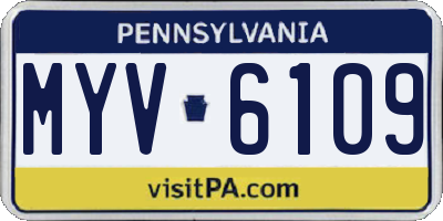 PA license plate MYV6109