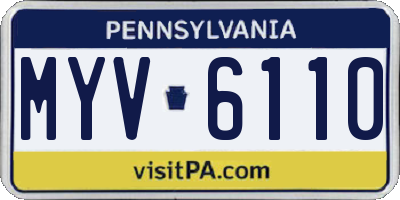 PA license plate MYV6110