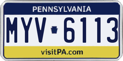 PA license plate MYV6113
