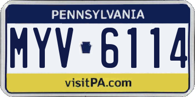 PA license plate MYV6114