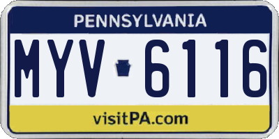PA license plate MYV6116