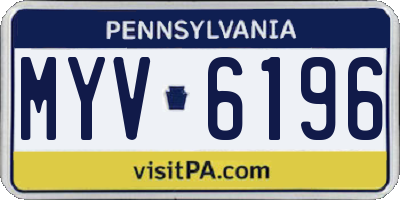 PA license plate MYV6196