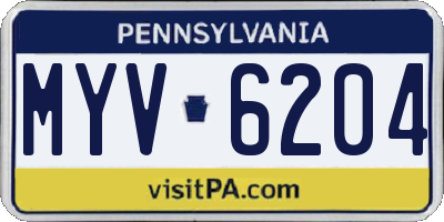 PA license plate MYV6204