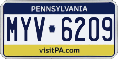 PA license plate MYV6209