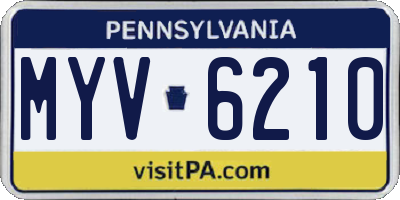 PA license plate MYV6210
