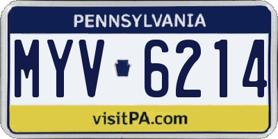 PA license plate MYV6214