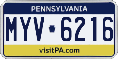 PA license plate MYV6216