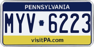 PA license plate MYV6223