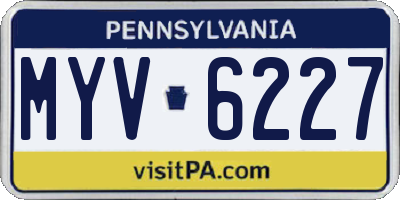 PA license plate MYV6227