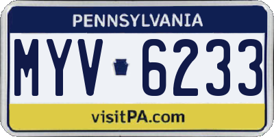 PA license plate MYV6233