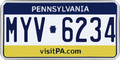PA license plate MYV6234