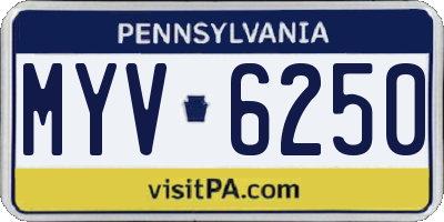 PA license plate MYV6250