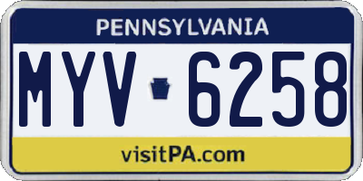 PA license plate MYV6258