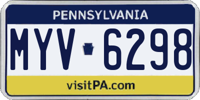 PA license plate MYV6298
