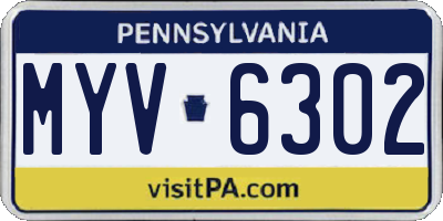 PA license plate MYV6302