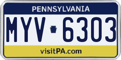PA license plate MYV6303