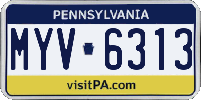 PA license plate MYV6313