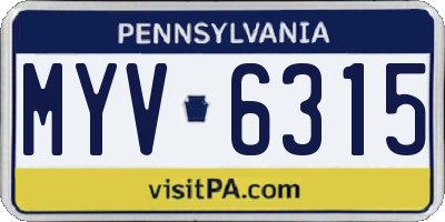 PA license plate MYV6315