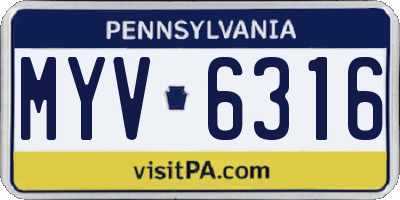 PA license plate MYV6316