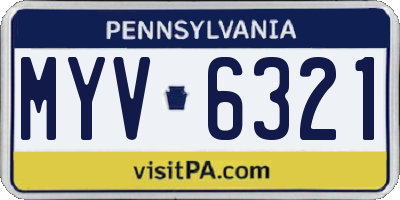 PA license plate MYV6321