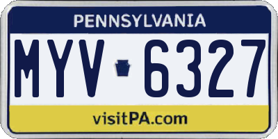 PA license plate MYV6327