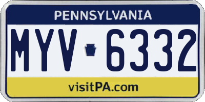 PA license plate MYV6332