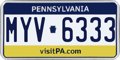PA license plate MYV6333